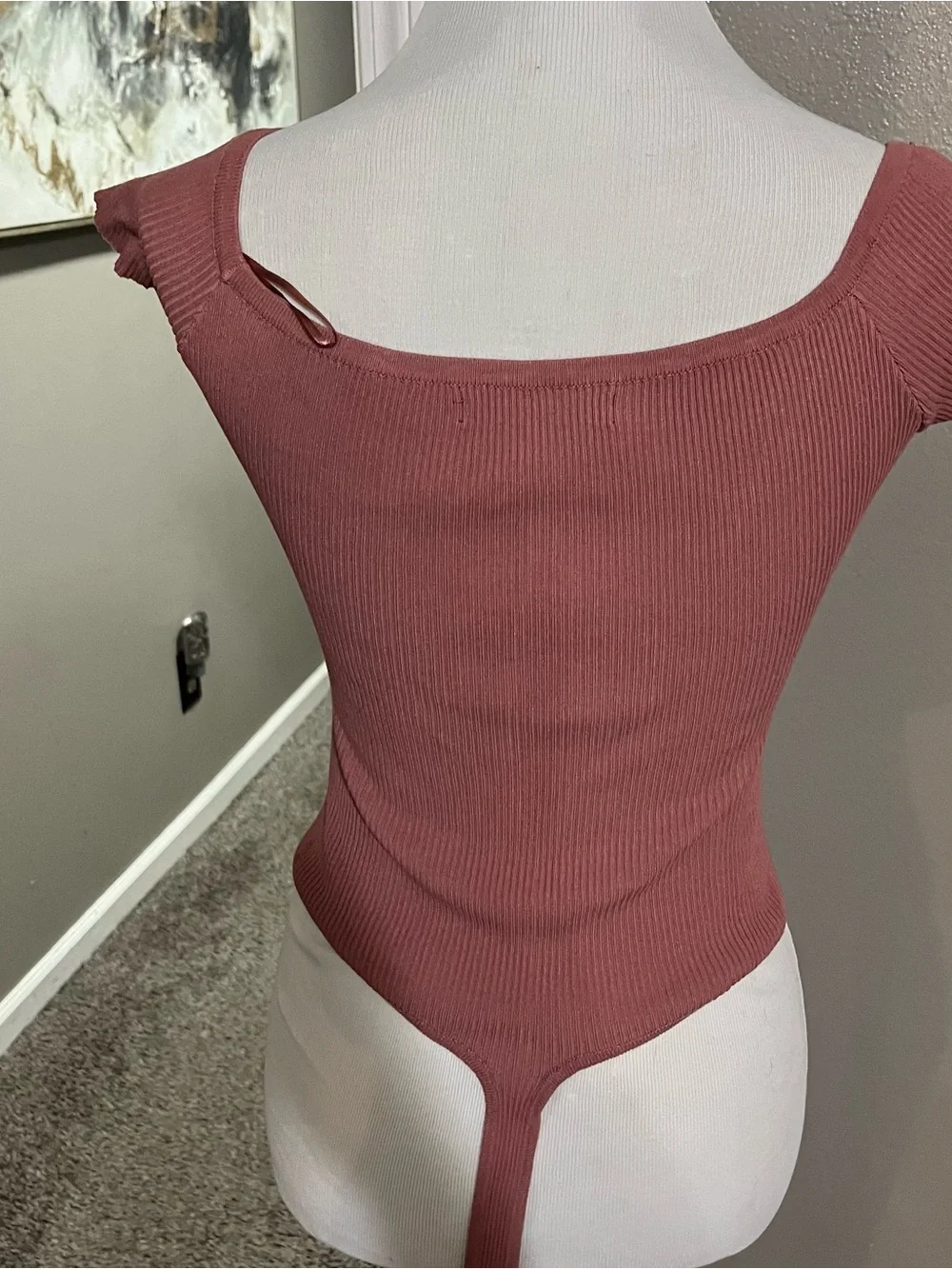 Love Tree Ribbed Henley Bodysuit in Rose Mauve